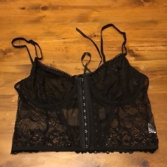 3 piece floral lace skirt set negligee black lingerie NEW - Picture 5 of 8